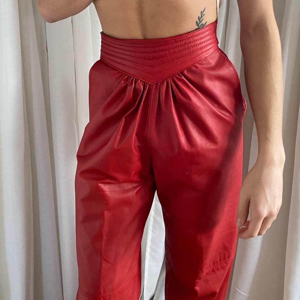 Vintage 80s Genuine Leather High Waisted Pants ❤️‍🔥